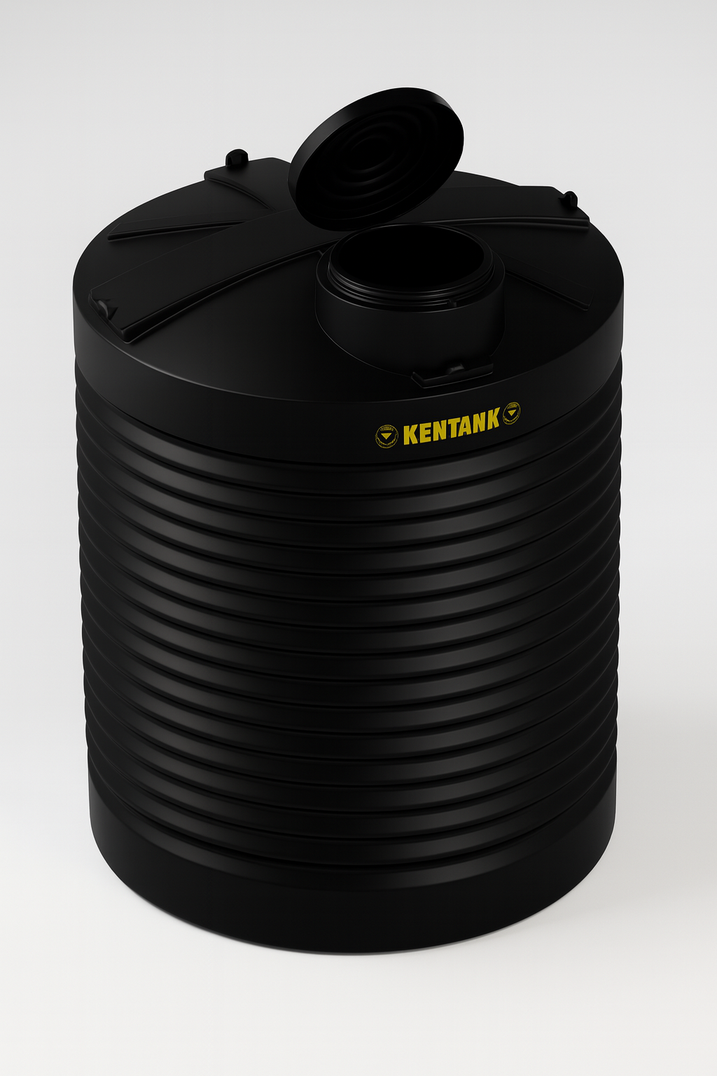 Black 1,000 litre Kentank water tank with open lid